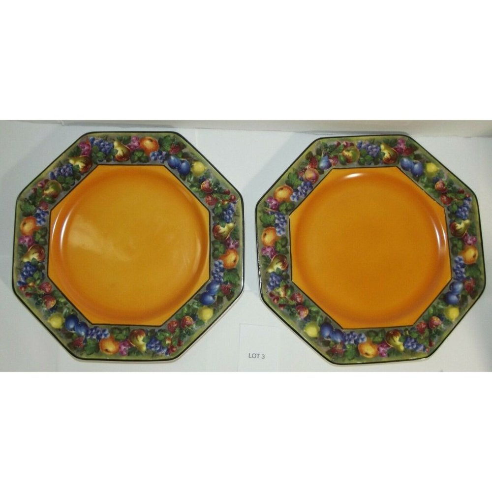 2 Vintage Regal Ware R P Co Octagon Plate Lot #3 Made in England Regal Pottery